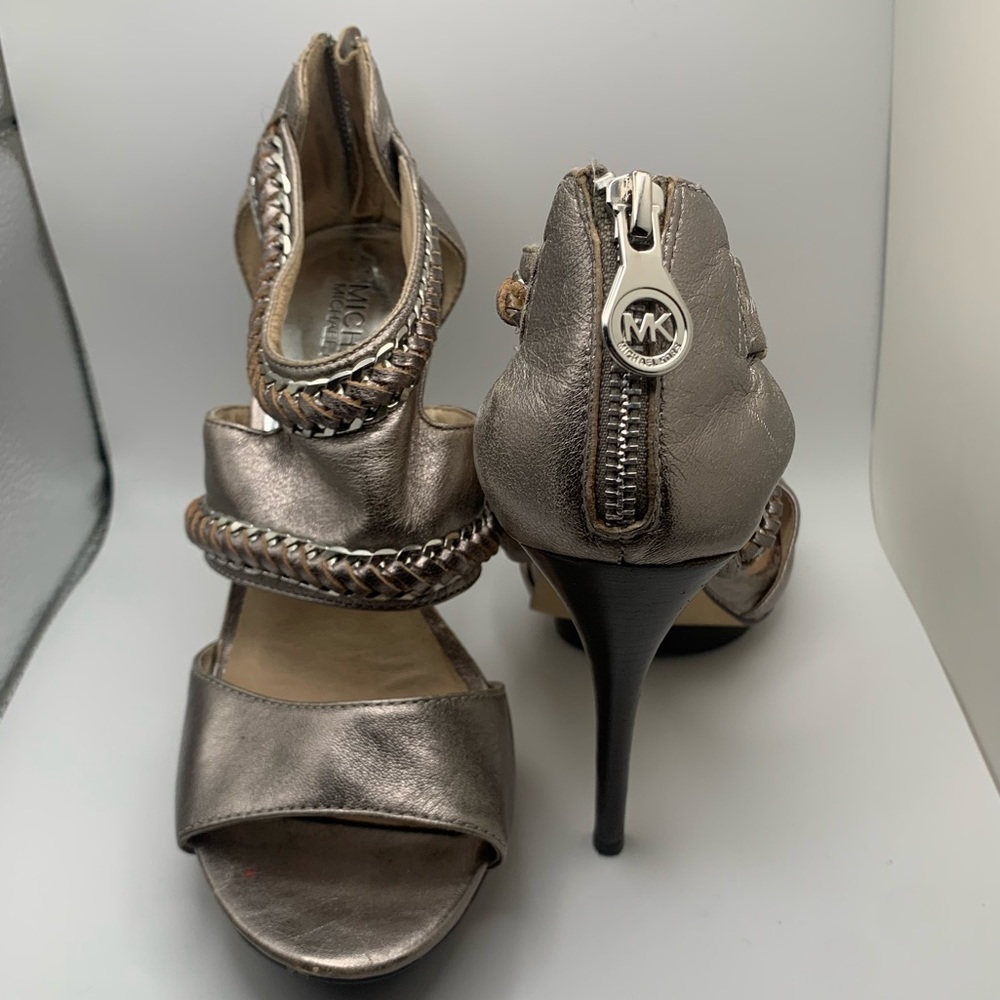 Size 8 Michael Kors Silver Gladiator Platform Heels